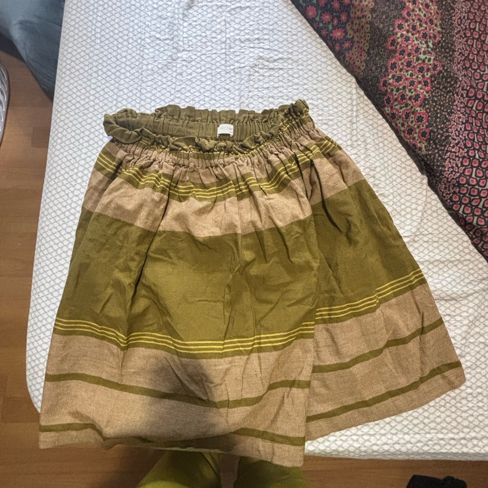 ROVE Green and Beige Skater Skirt